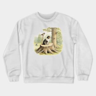 Sheep Dog on a tree stump Crewneck Sweatshirt